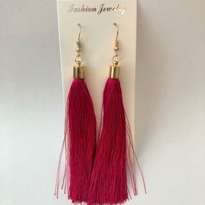 New hot pink tassel earrings